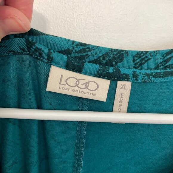 LOGO BY LORI GOLDSTEIN Printed Tank Teal Green Blue Geometric Asymmetrical Tunic - Picture 5 of 16